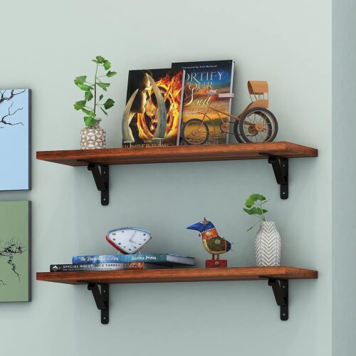 Klaxon Arizona Wood and Metal Floating Wall Shelves