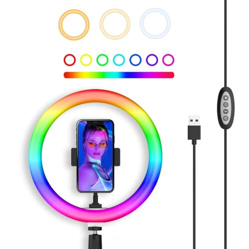 10 Inch LED RGB Ring Light for Camera, Phone, YouTube